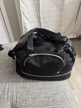 lululemon athletica Black Nylon Duffel with Silver Zippers